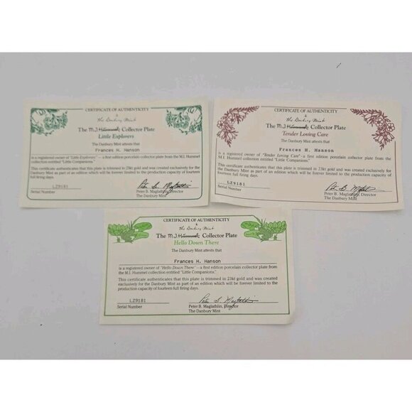 Lot of 3 Hummel Little Companions Plates Danbury Mint 23kt Gold Trim Porcelain - Picture 7 of 8